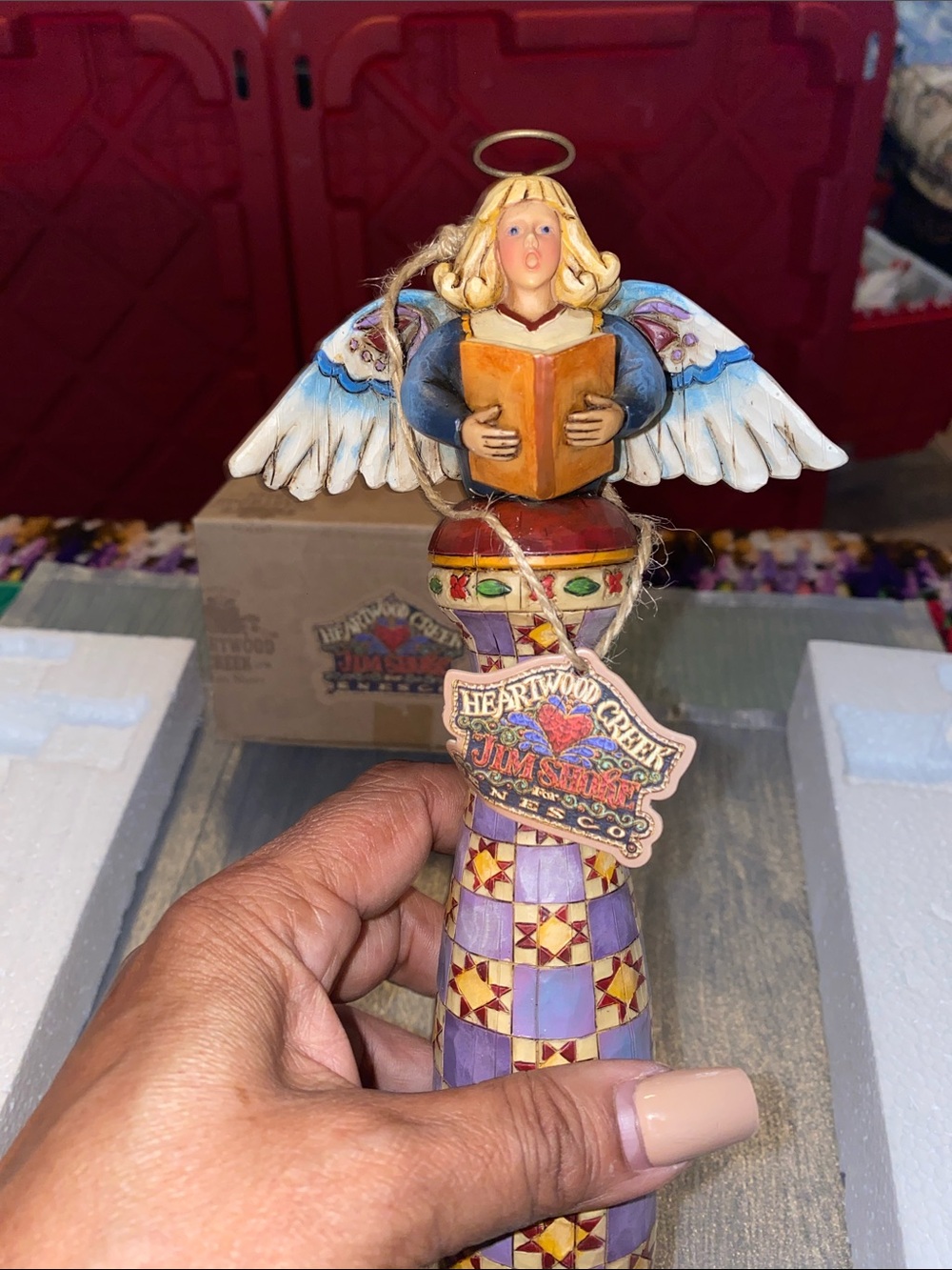 Jim Shore Angel Figurine with Blue, Purple, Gold Accents - Picture 4 of 9